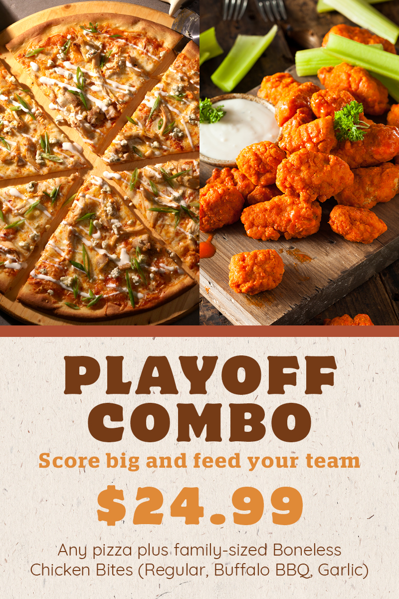 playoff pizza and wing combo